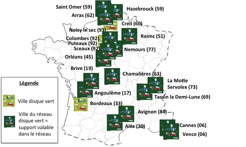 carte des 21 villes disque vert de France pour la COP21